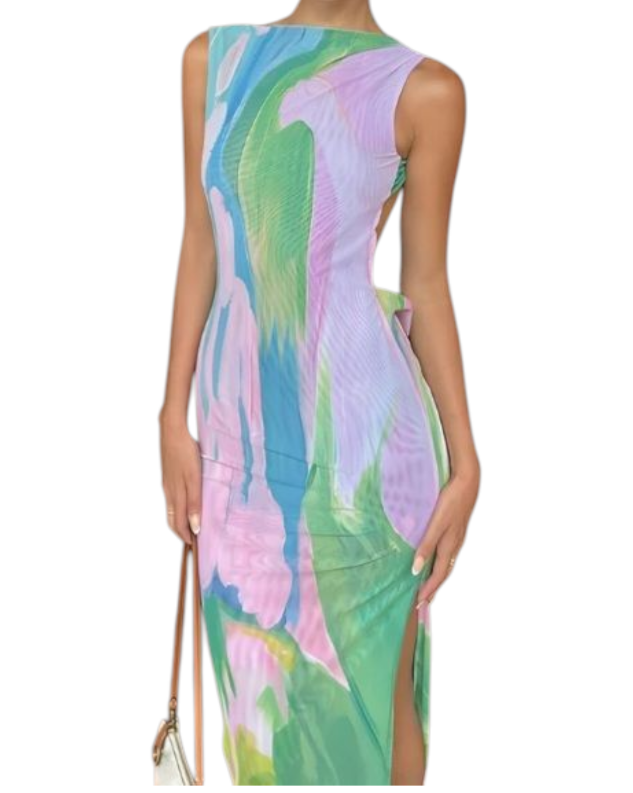 Vestido colores con abierta a un lado