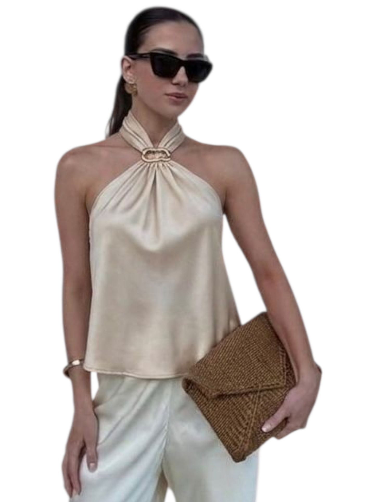 Blusa halter con hebilla